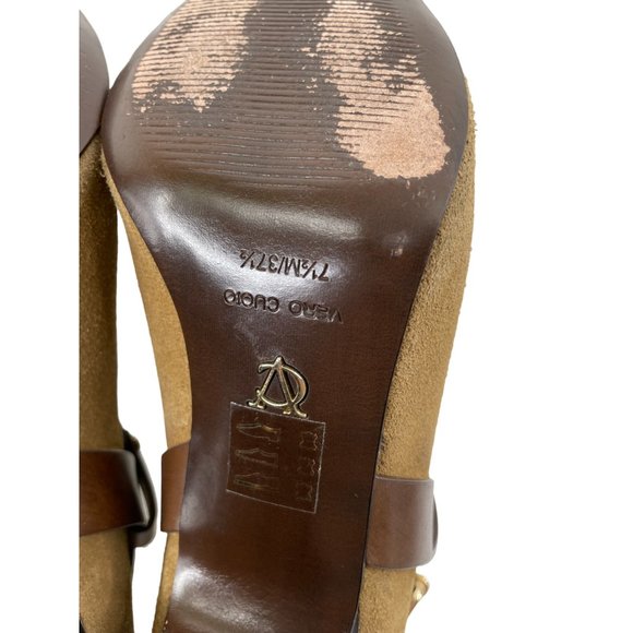 Vince Camuto Signature Women's Nikoletta Brown Suede Peep Toe Booties Size 7.5M - Picture 8 of 8